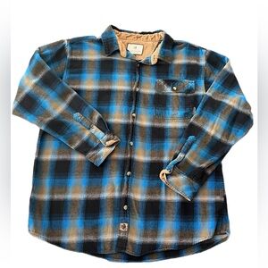 Legendary Whitetails Blue and Brown Plaid Flannel Button Up Shirt